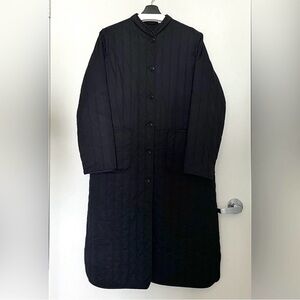 UNIQLO x Ines de La Fressange Quilted Cotton Long Coat Black A-Line French Chic